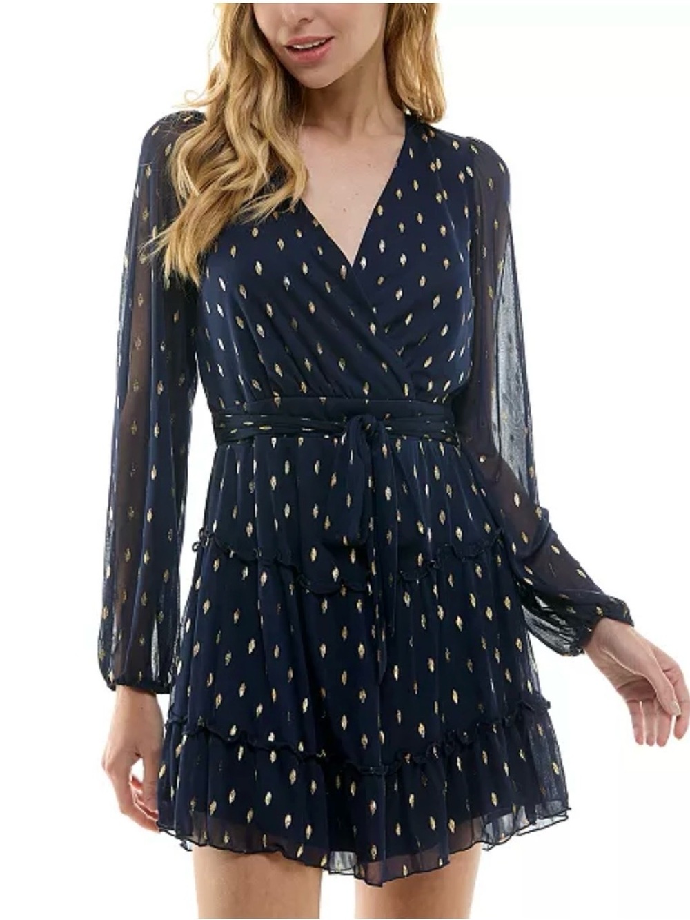 City Studios Juniors' Foil-Print Jersey Fit & Flare Dress size M